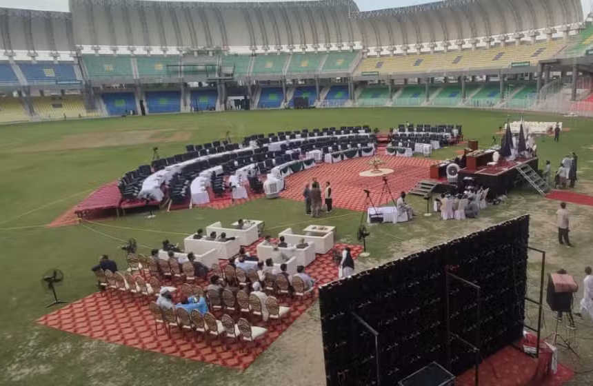 KP Government Holds Assembly Session at Cricket Stadium in Unprecedented Move