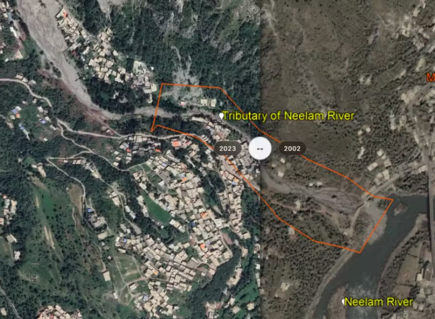 Satellite Images Reveal How Unchecked Construction Along Neelum River Raised Flood Risk in Muzaffarabad