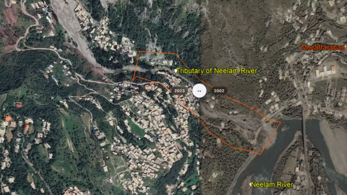 Satellite Images Reveal How Unchecked Construction Along Neelum River Raised Flood Risk in Muzaffarabad